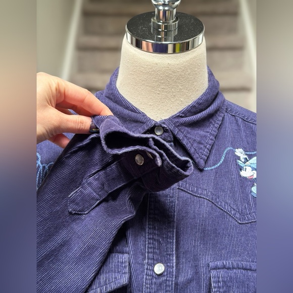 Vintage 90s Mickey Mouse Unlimited Corduroy Embroidered Western Shirt Cowgirl - Picture 6 of 15